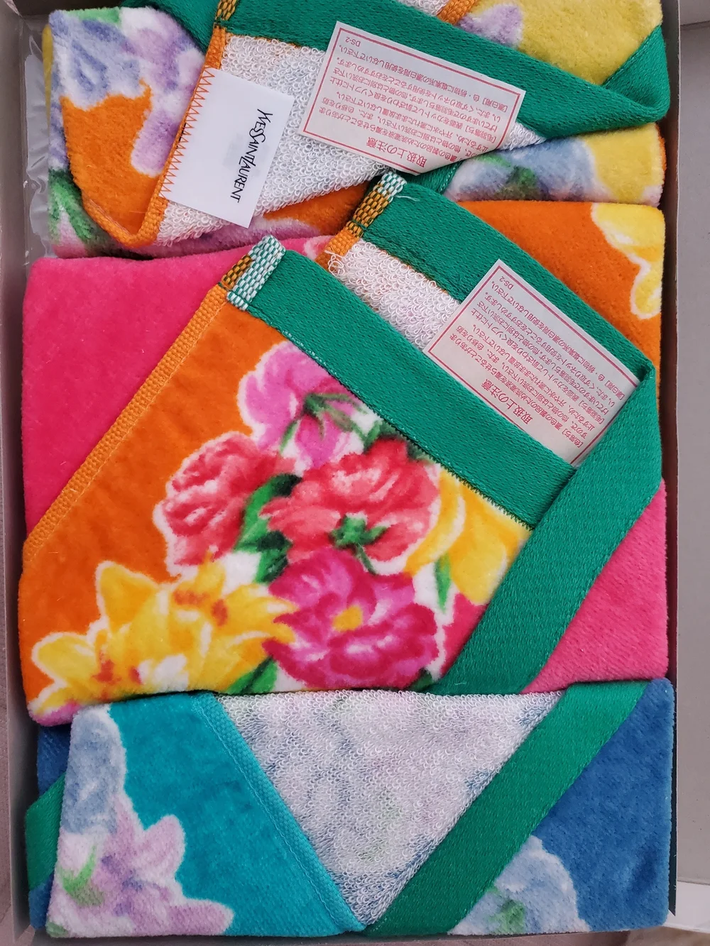Yves Saint Laurent YSL Floral Hand Towel Set Japanese SOGO Vintage 90s Y2K